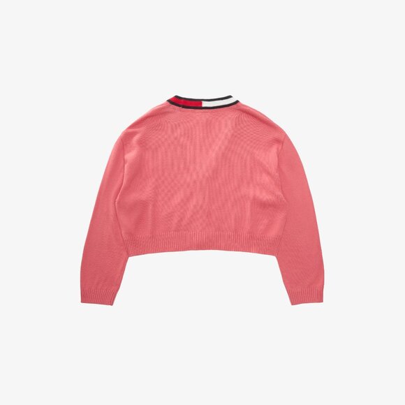 Tommy Jeans Cropped Knit Cardigan (Coral/Pink) 💖🇺🇸 - Picture 2 of 5